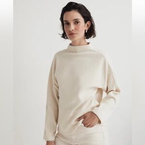 Madewell Striped Jacquard Funnelneck Top Antique Cream Size XL